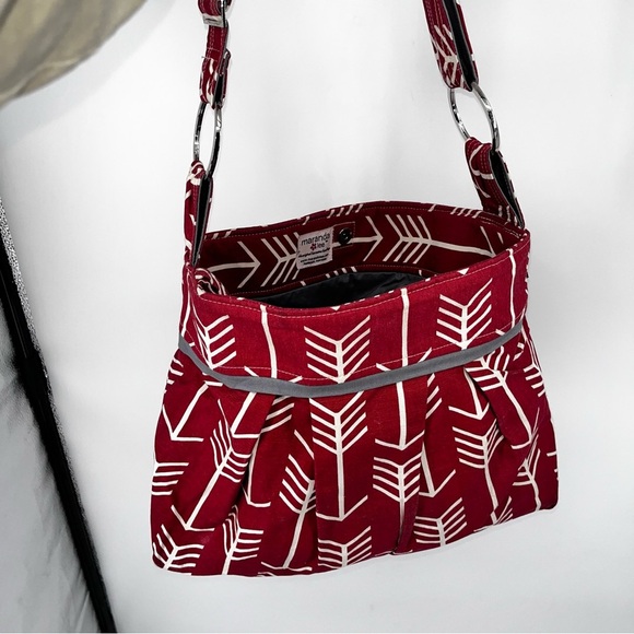 MARANDA‎ LEE Red White Printed Tote Bag Diaper Bag Carry All Canvas Over Sized - Picture 10 of 12
